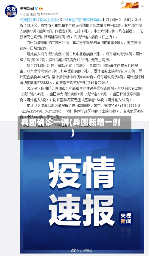 兵团确诊一例(兵团新增一例)