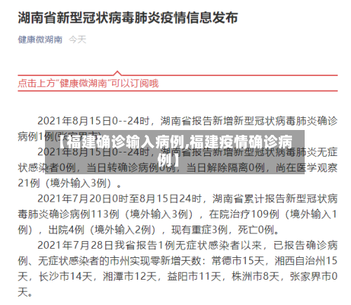 【福建确诊输入病例,福建疫情确诊病例】